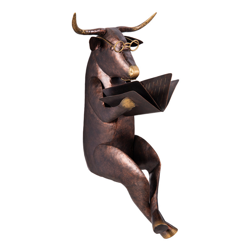 Cow Reading a Book Garden Statue