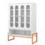 Armoire à chaussures moderne à deux portes avec 3 à 4 tablettes réglables, conception surélevée de 15 cm, poignée en acier lisse, pour les espaces de vie, preuve magnétique autoportante en métal et poignée ergonomique quotidienne-711687965