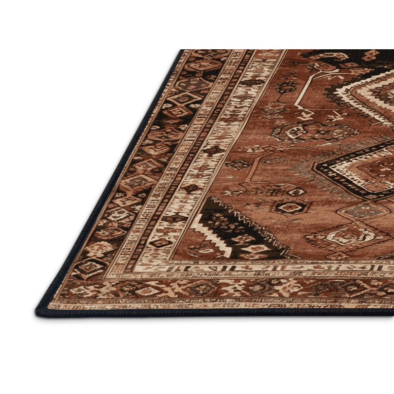Tapis brun turc lavable à la machine, Carré 8 pi