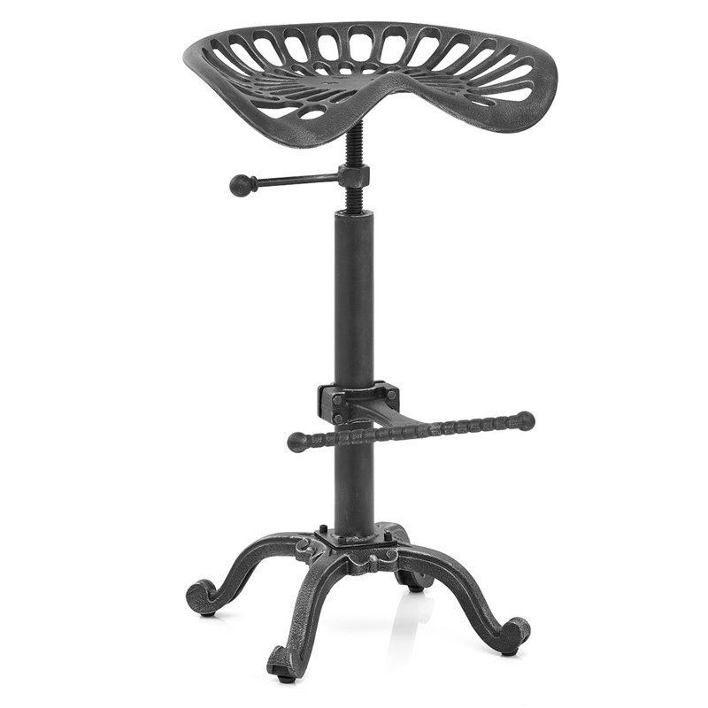 Tabouret de bar pivotant à hauteur ajustable Elinna, Métal industriel