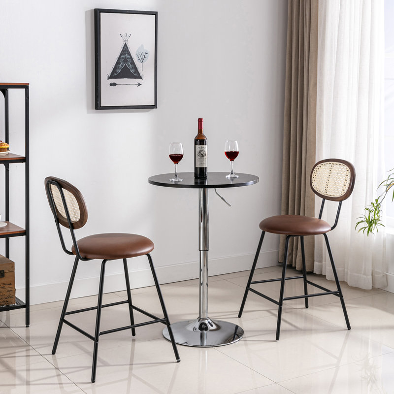 Jaago 17.7" Rattan Counter Stool, Brown, 2