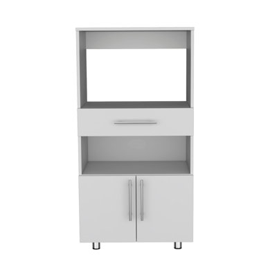 Armoire garde-manger avec support à micro-ondes Worland, multifonctionnelle avec tiroir et 2 portes