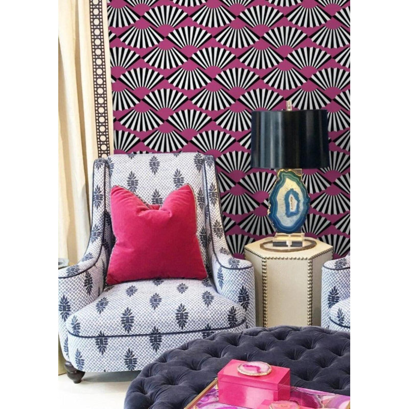 Rouleau de papier peint L 10 pi x l 24 po Shanghai Fanning Out, Baie, Faux Grasscloth