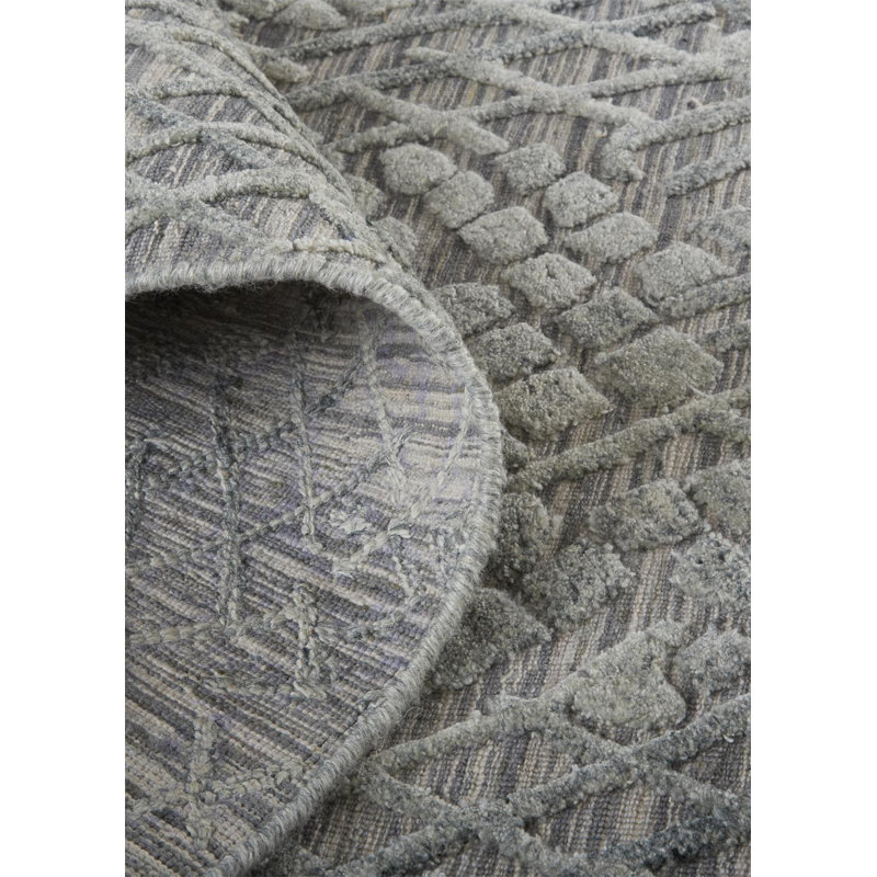 Abstract Hand Loomed Viscose Area Rug in Gray, Rectangle 2' x 3'