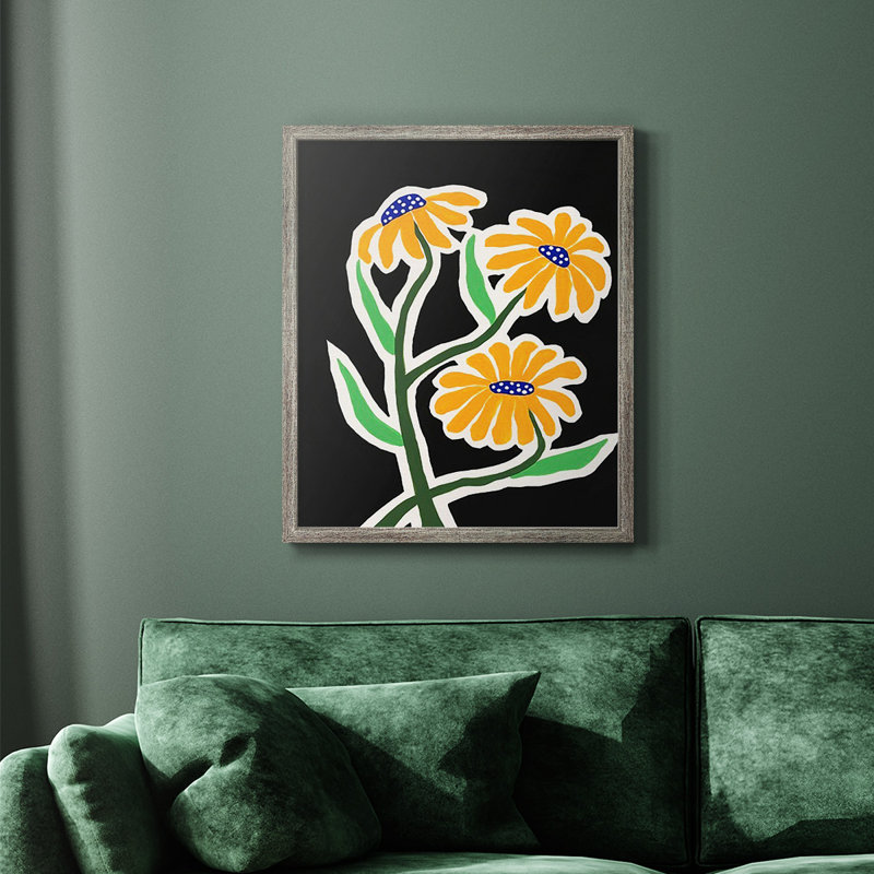 «Pop Flowers I», toile encadrée de qualité supérieure - prête à être accrochée, Argent patiné, H 24 po x l 20 po