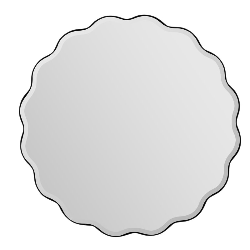 Cleo Scalloped Metal Mirror, Black
