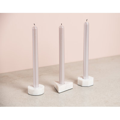VIP Marble 2.5 in. Off-White Shaped Candle Holder Set of 3