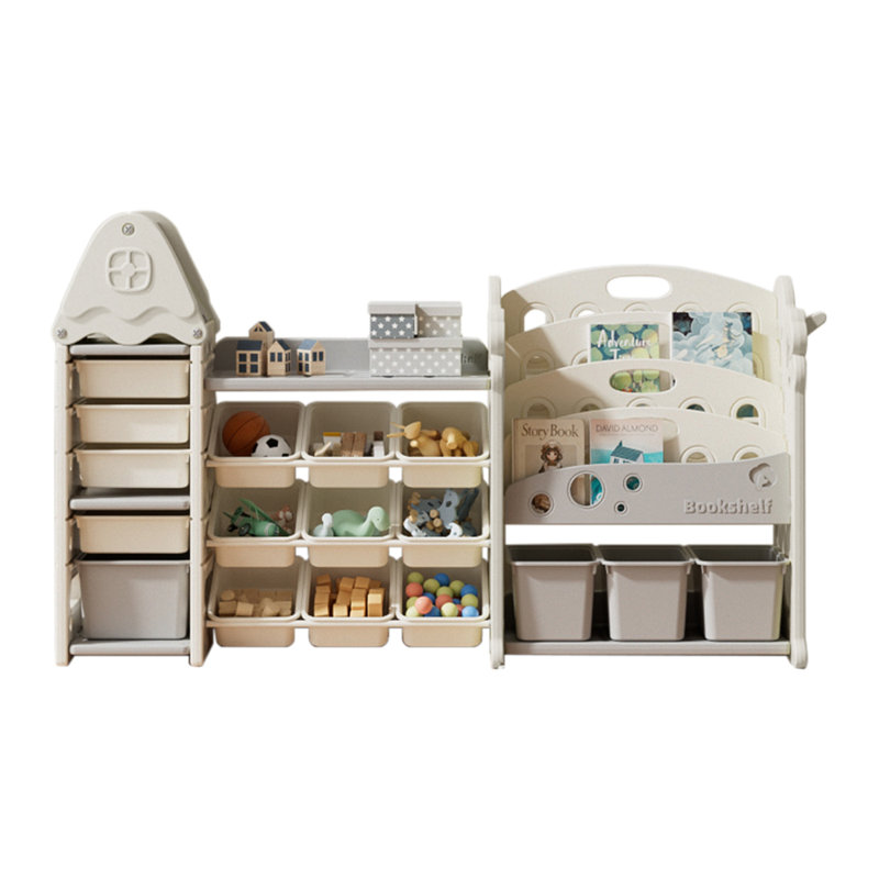Kids Large Plastic Toy Storage Organizer and Bookshelf Combination