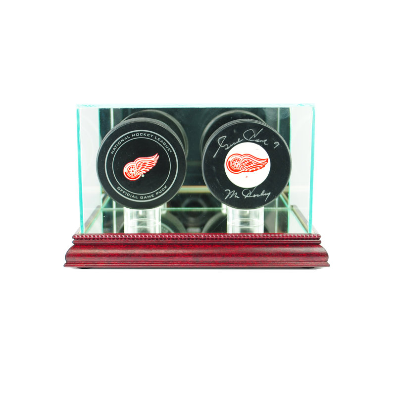 Double vitrine de rondelle de hockey, Cerisier