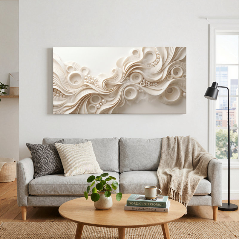 Ensemble de 1 tableau mural sur toile Wave Pearl, 58“W x 28”H, Wrapped Canvas