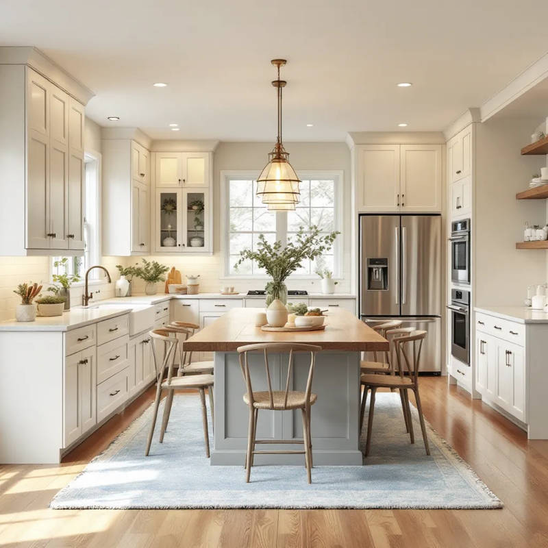 American solid wood open kitchen island