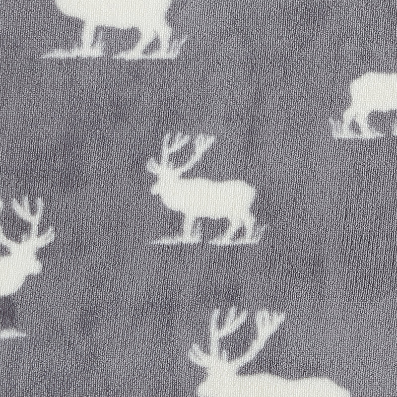 Eddie Bauer Printed Plush Fleece/Sherpa Throw Blankets, Elk Stance Gray