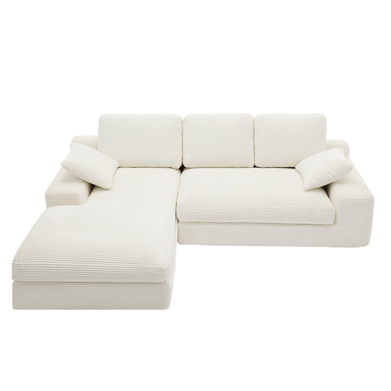 Canapé avec 3 coussins de dossier et 2 coussins décoratifs, Blanc