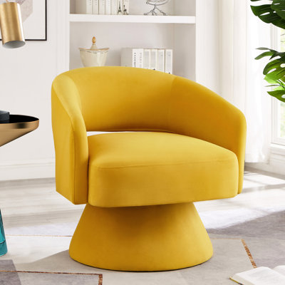 Fauteuil pivotant en velours moderne, rotation de 360 degrés pour le salon de la chambre à coucher, fauteuil jaune avec fauteuil rembourré en tissu doux, fauteuil de bureau et