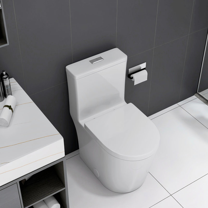 Toilette de salle de bain compacte de 23 pouces - double chasse, chasse silencieuse et siège, installation facile, grande porcelaine de 23 po pour les petites salles de bain, chasse silencieuse,
