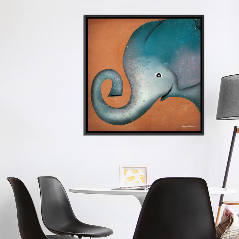 Mercato Elephant Wow, art encadré, Toile avec cadre noir, H 37 po x l 37 po x P 1,5 po