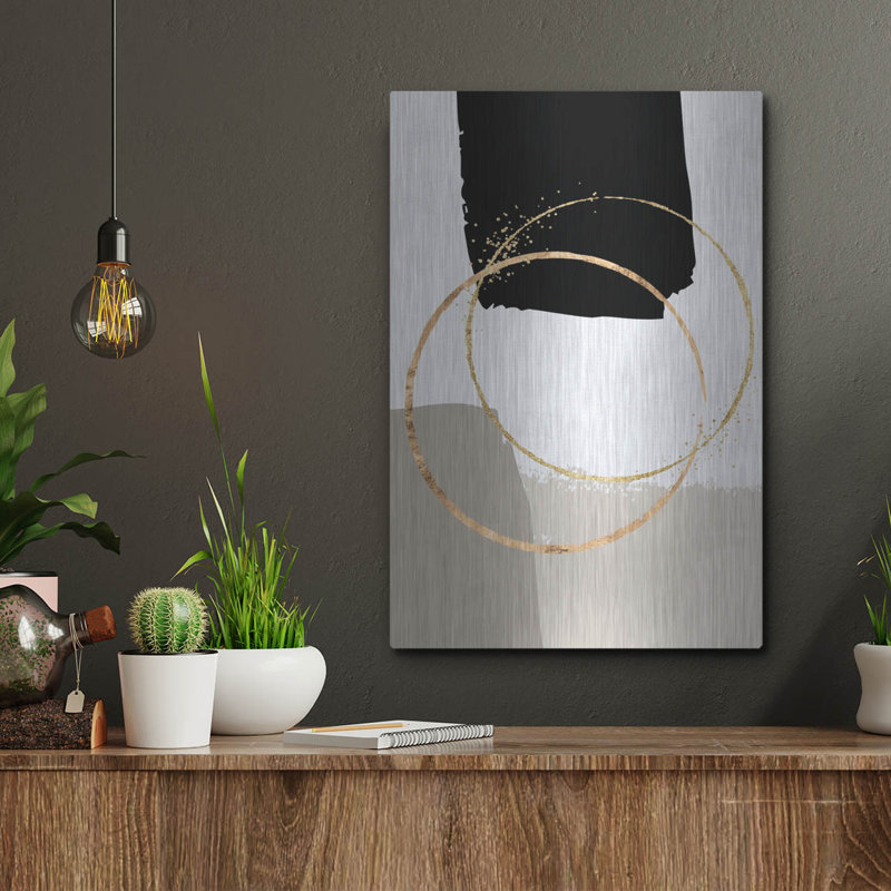 «Golden Abstract 10» par Petals Prints Design, art mural en métal, H 16 po x l 12 po