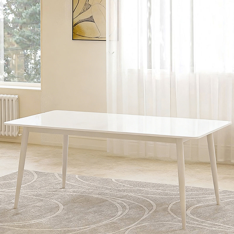 Table de salle à manger moderne blanc rectangulaire en pierre frittée, 62.99