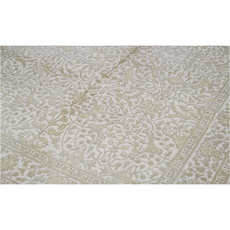Damask Area Rug in Beige