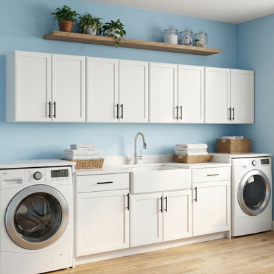 24''W Kitchen Laundry Shaker Wall Mounted Cabinets, Wooden Medicine Cabinet Storage Cabinet with Adjustable Shelf(Set of 4)