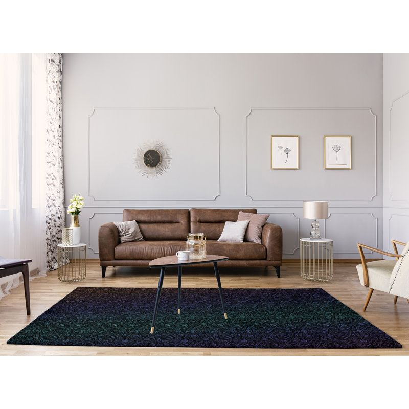 Tapis noir/mauve/vert zone, Rectangle 5 pi x 7 pi