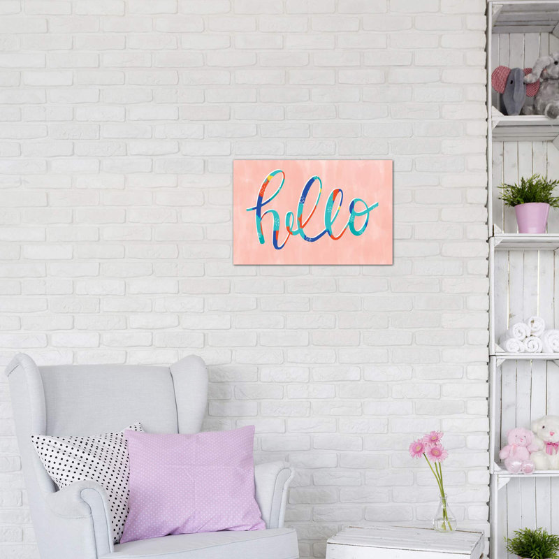 «Hello» par Richelle Garn - reproduction d'art textuel, H 18 po x l 26 po x 1,5 po, Toile tendue, Pas de tapis