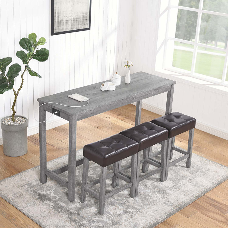 Jemmie 60'' Bar Cabinet, Gray/Brown