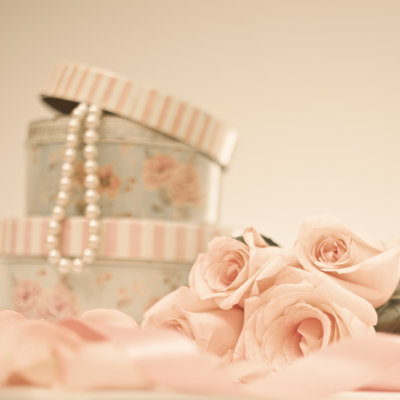 Vintage Roses And Pearl Necklace - Wrapped Canvas Print