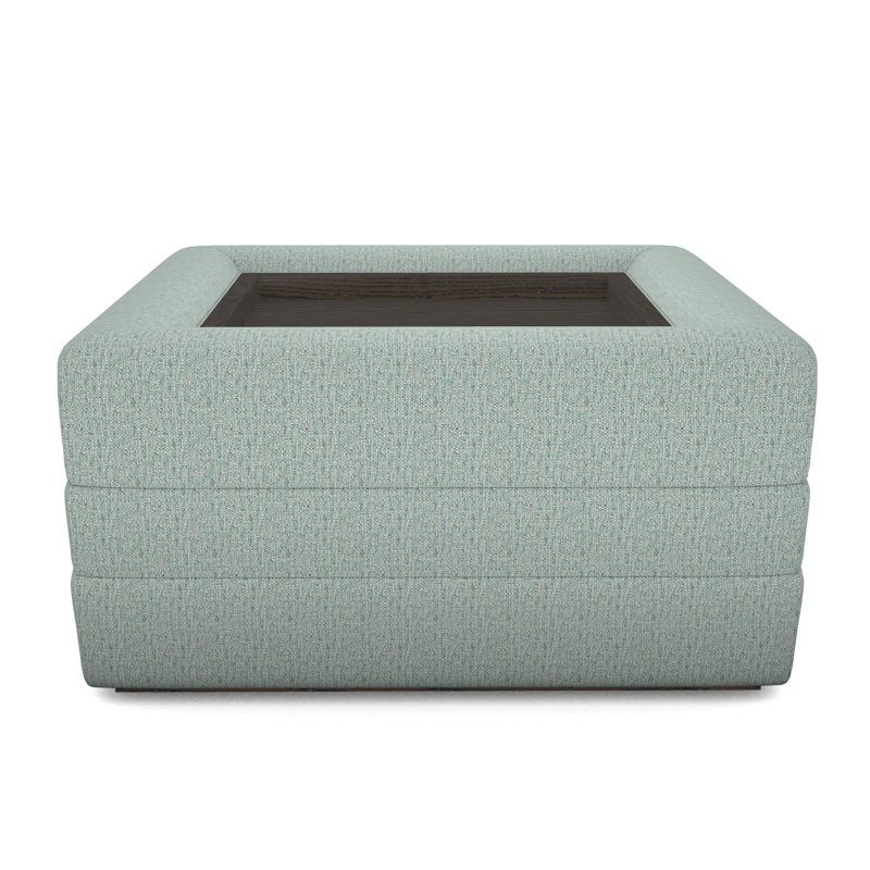 Boyden Ottoman with Wood Tray, Tuck Water, Havana