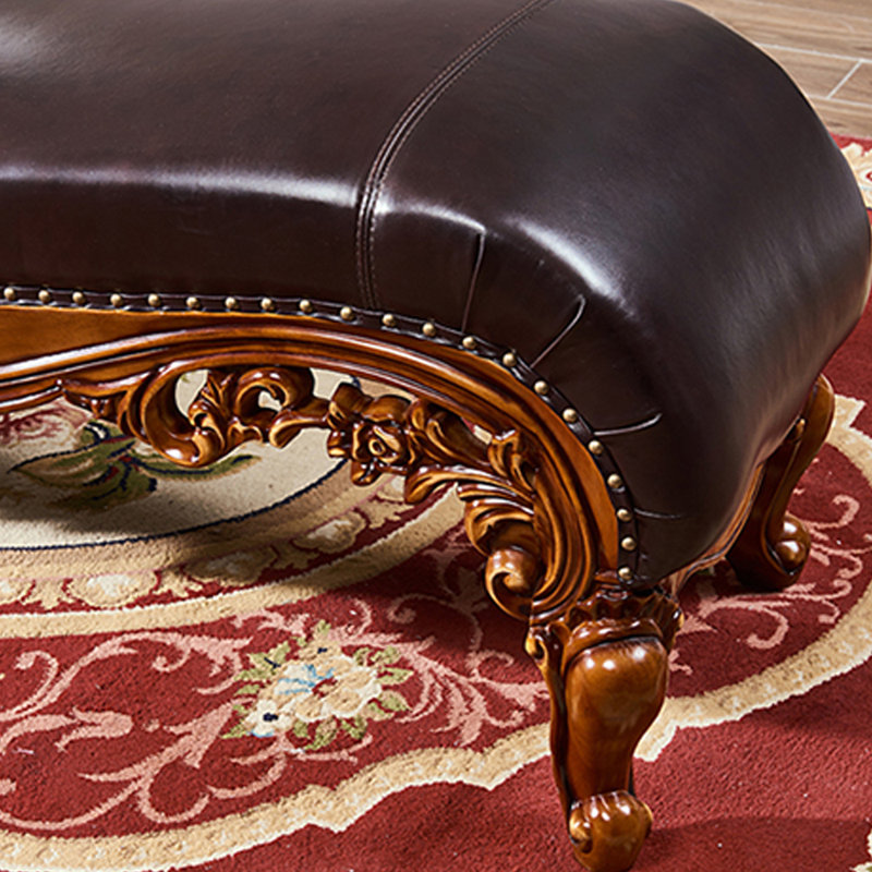 Banc rembourré en cuir véritable de style européen