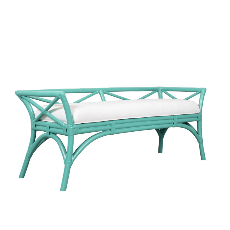 Wicker Bench, Turquoise