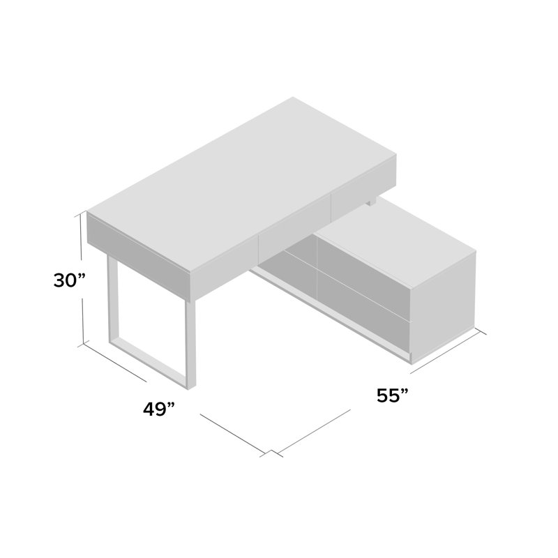 Bureau en L avec rehausse Mayes, Blanc
