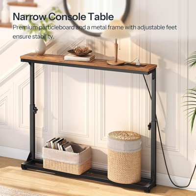 Console étroite à hauteur réglable (25 po à 32,9 po), derrière le canapé