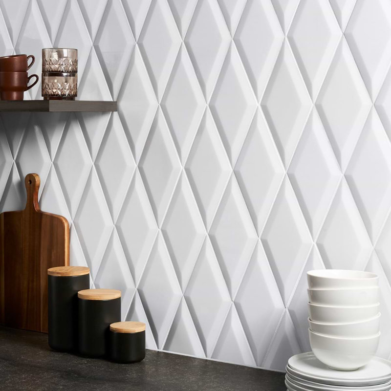 Basque 6x12 Beveled Polished Marble Tile, White