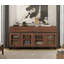 Commode 2 en 1 avec 4 portes en verre et 2 tiroirs - Armoire de rangement moderne pour le salon ou la chambre à coucher-472587491