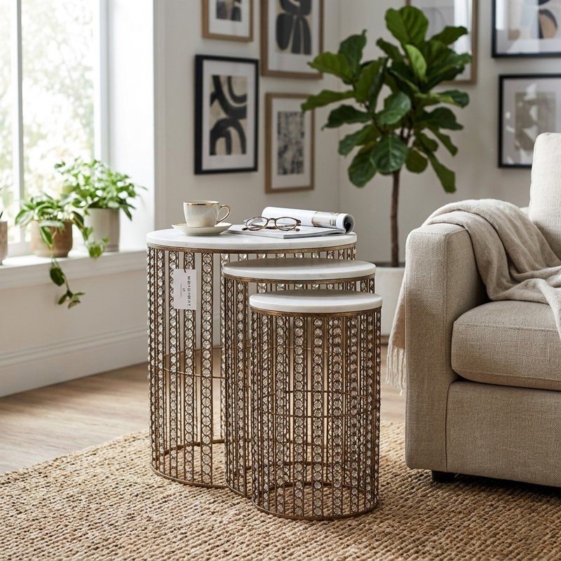 Ensemble de table de bout Dorinna, Or