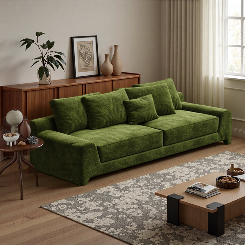Green Chenille Upholstered Sofa