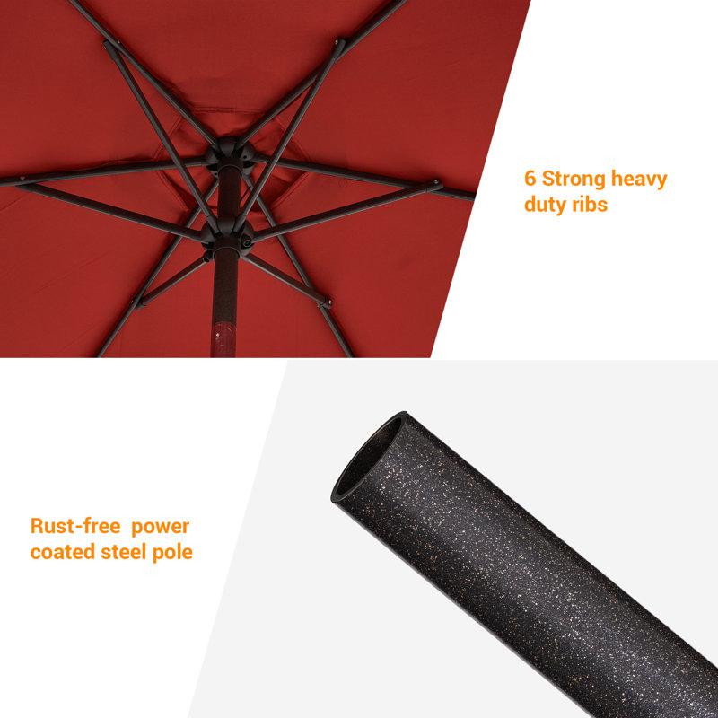 90'' Market Umbrella Table Umbrella for Patio and Outdoor With Tilt Button for Deck, Chili Red