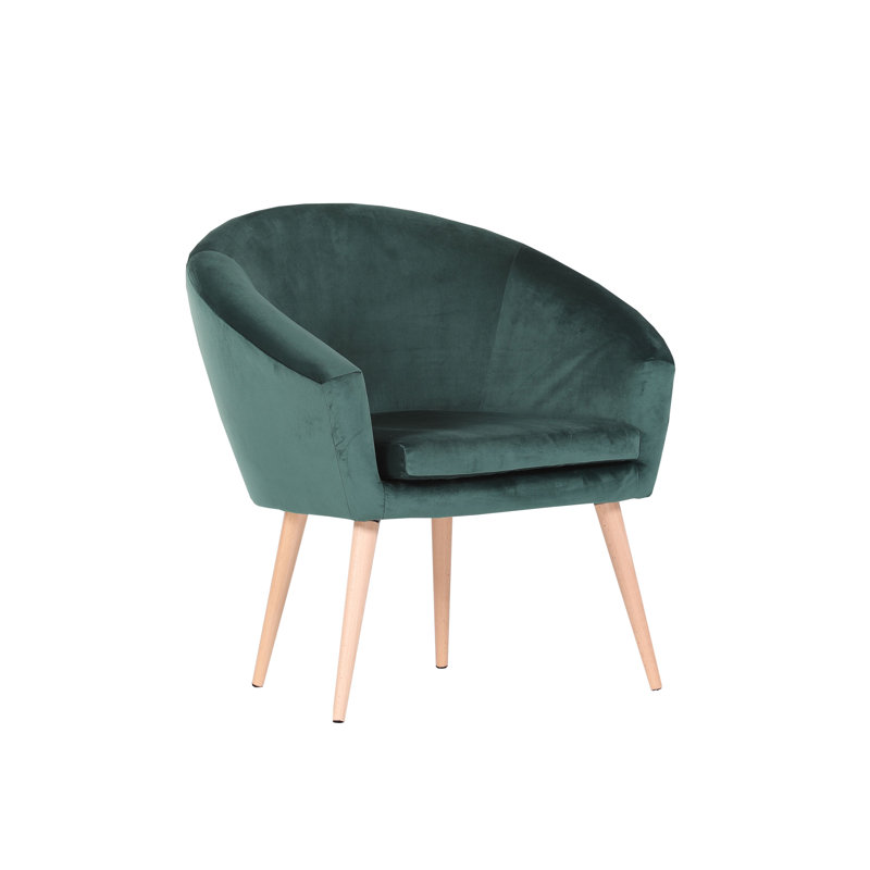Upholstered Barrel Chair, Dark Green, Beige
