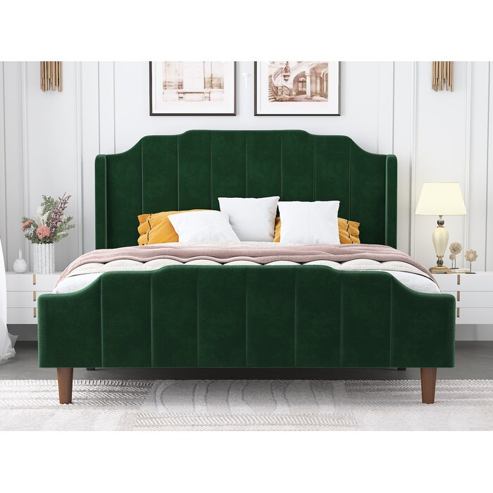 Everly Quinn Malalia Upholstered Wingback Bed & Reviews | Wayfair