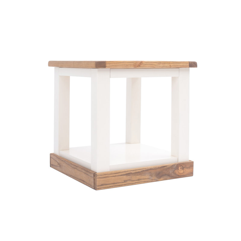 Pascal End Table, White/Light Wood