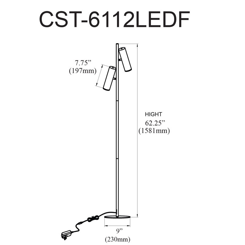 62.25'' LED Tree Floor Lamp, Matte Black
