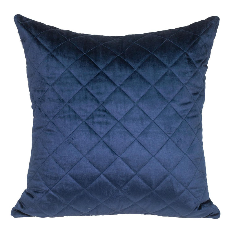 Tufted Diamond Ochre Transitional Square Pillow, Navy