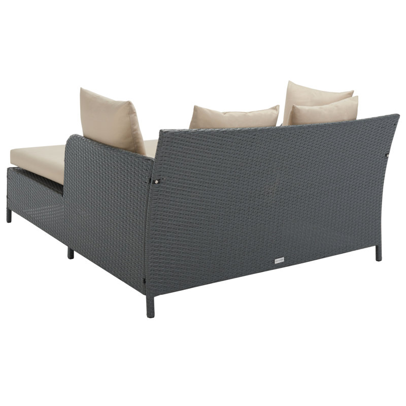 Andromeda Double Chaise Lounge with Cushion, Titanium/Sand