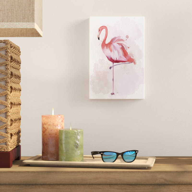 Fluffy Flamingo 4 by Fab Funky - Painting Print, 30cm H x 20cm W, Wrapped Canvas