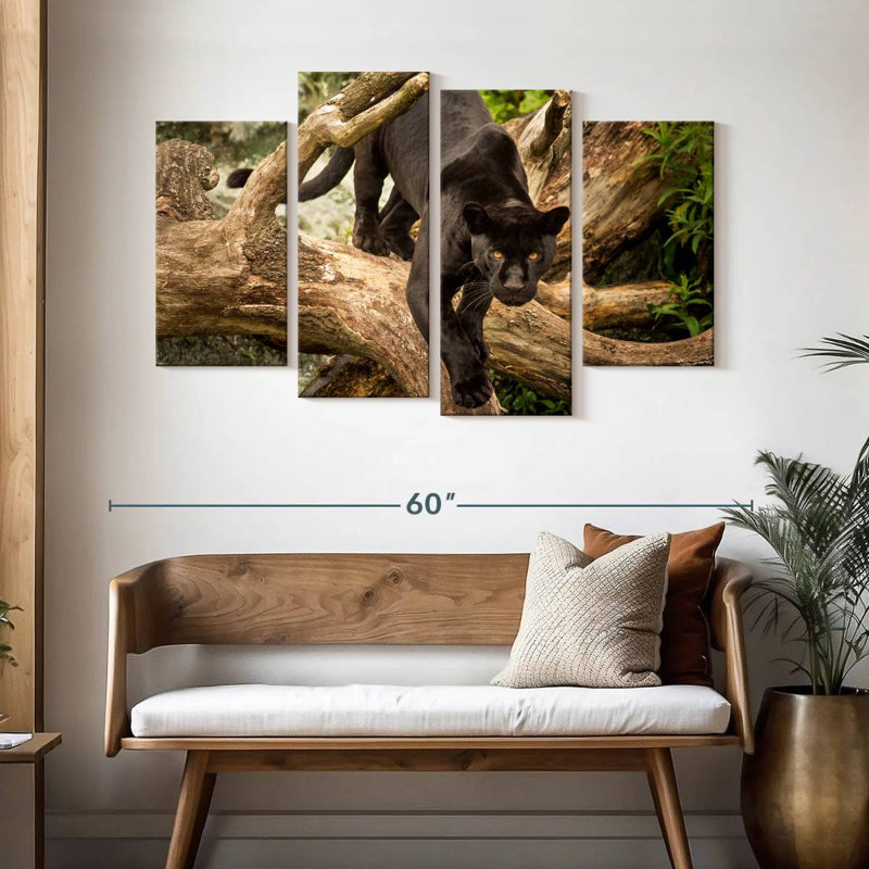 Brampt Prowling Black Jaguar, 32"H x 52"W