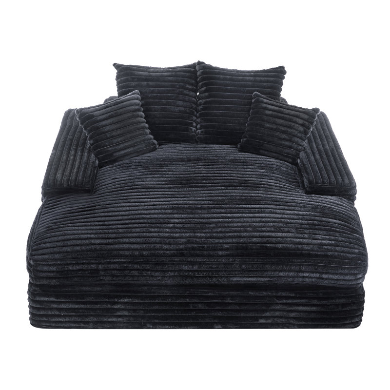 69"X65.7"Oversized Chaise Lounge Chair,Upholstered Cozy Corduroy Sleeper Sofa Bed-No Assembly Required,Includes 4 Pillows&Wide Armrests,High-Density Foam Cloud Couch For Living Room,