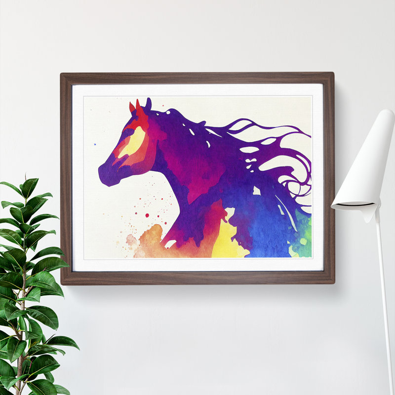 Vibrant Horse Vol.1 Abstract - Framed Print, 34cm H x 46cm W x 2cm D, Walnut