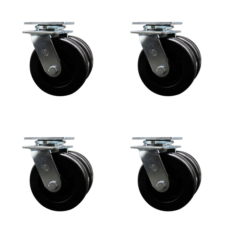 Ensemble de roulettes pivotantes doubles 6 pouces avec roulettes de service avec roulettes
