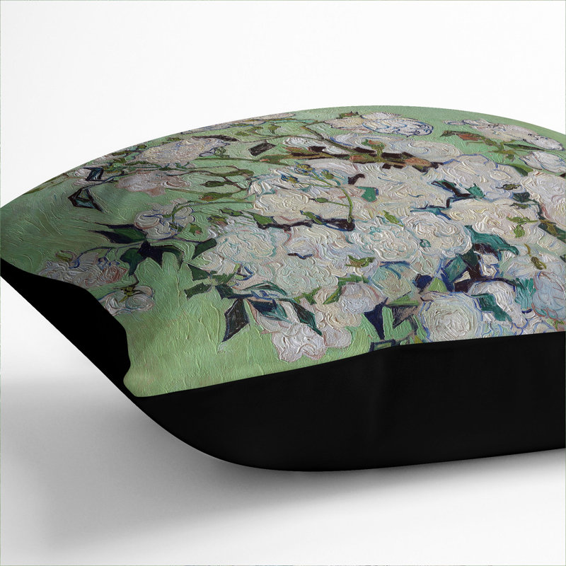 White Roses Scatter Cushion, Black, 55cm H x 55cm W x 20cm D
